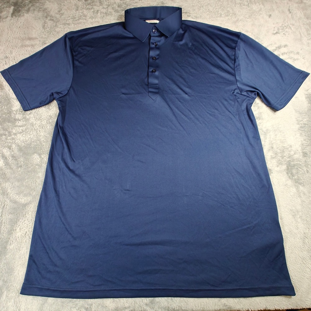 Collars & Co Dress Collar Polo Mens 2XL-Tall Navy Blue Short Sleeve Shirt 1067